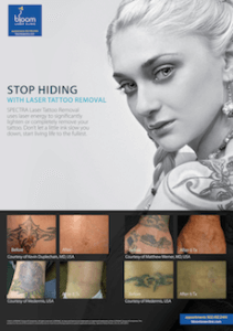 A woman with various tattoos on her arms.